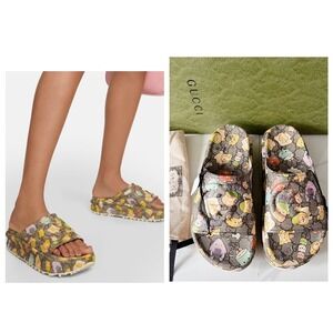Gucci x Pikarar Kawaii Supreme Interlocking GG Platform Rubber Slide EU 36 *Auth